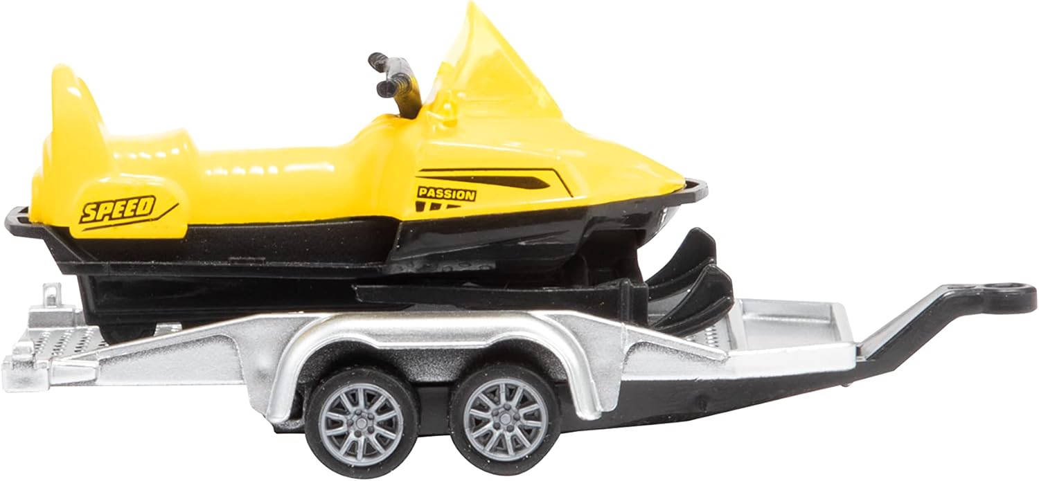 Toi-Toys Metal Camper Pull Back+aanhanger+sneeuwscooter