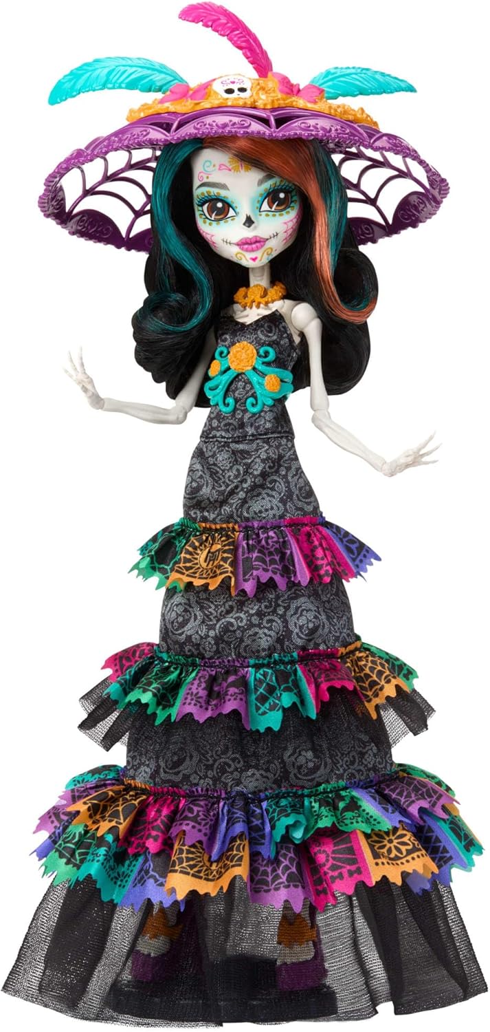 Monster High Doll, Skelita Calaveras Día De Muertos 2024 Howliday Collectible with La Catrina Hat, Papel Picado Dress, and Displayable Packaging, HXH99