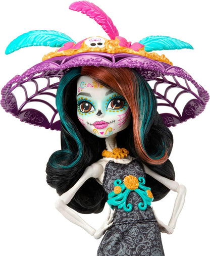 Monster High Doll, Skelita Calaveras Día De Muertos 2024 Howliday Collectible with La Catrina Hat, Papel Picado Dress, and Displayable Packaging, HXH99