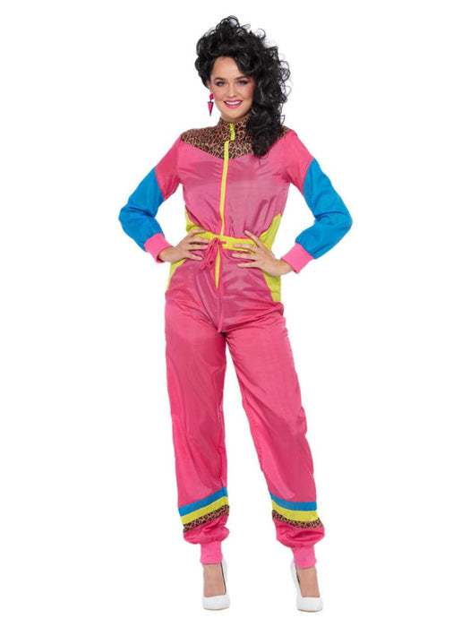 Smiffys 80s Colour Block Ski Shell Suit Costume Jumpsuit, 1980's Fancy Dress, 1980s Dress Up Costumes