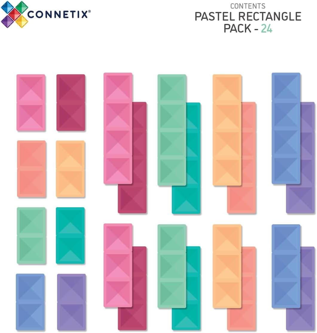 Connetix Pastel Rechthoek Pakket, 24 Stuks