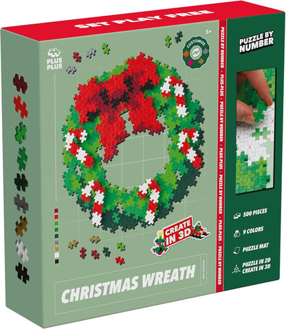 Plus-Plus 3957 Geniaal bouwspeelgoed, puzzel kerstkrans, bouwstenenset, creatieve bouwstenen voor kinderen, 500 delen