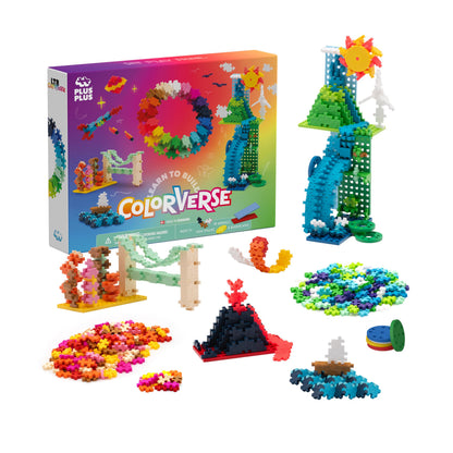 Plus Plus Building Blocks Toy - Learn to Build Colorverse, Includes 1000 Colourful Pieces, 6 Baseplates and 10 Wheels, Kids Construction Toys, STEM Learning Resources - Girls and Boys Toys Age 5 Plus