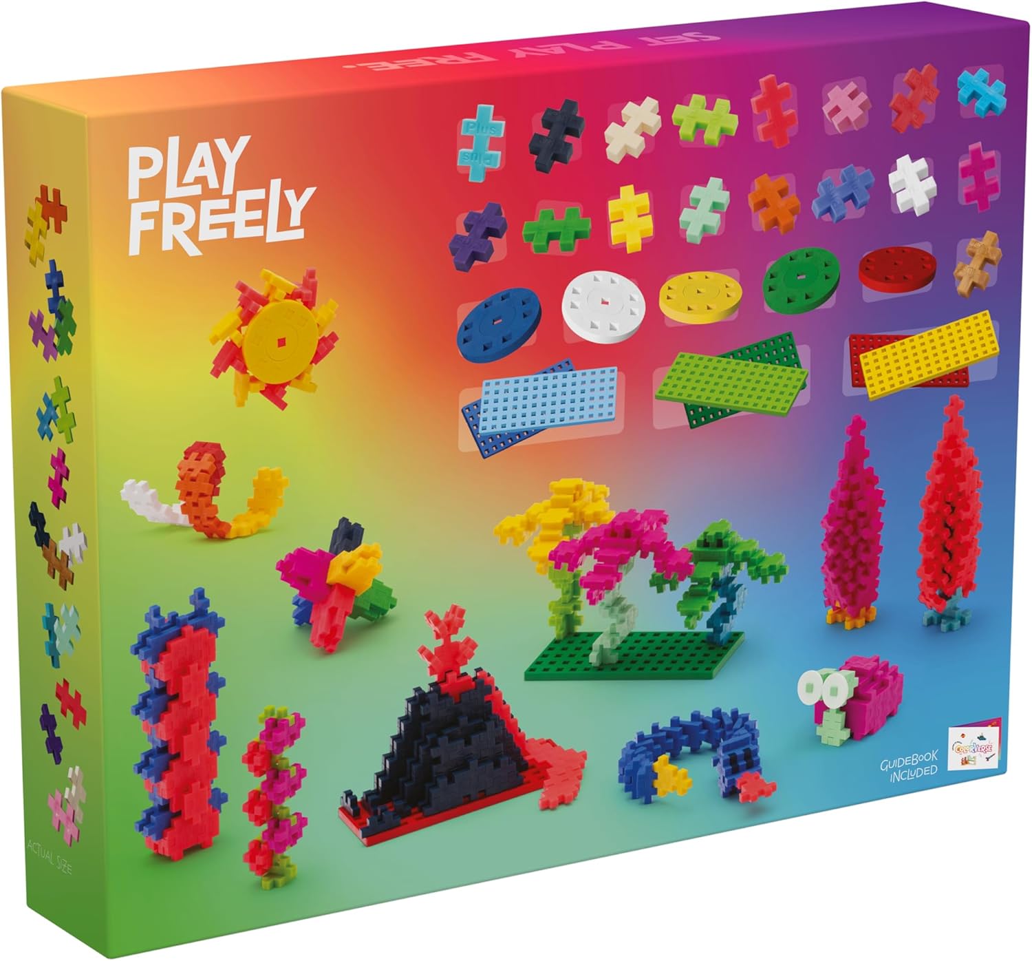 Plus Plus Building Blocks Toy - Learn to Build Colorverse, Includes 1000 Colourful Pieces, 6 Baseplates and 10 Wheels, Kids Construction Toys, STEM Learning Resources - Girls and Boys Toys Age 5 Plus