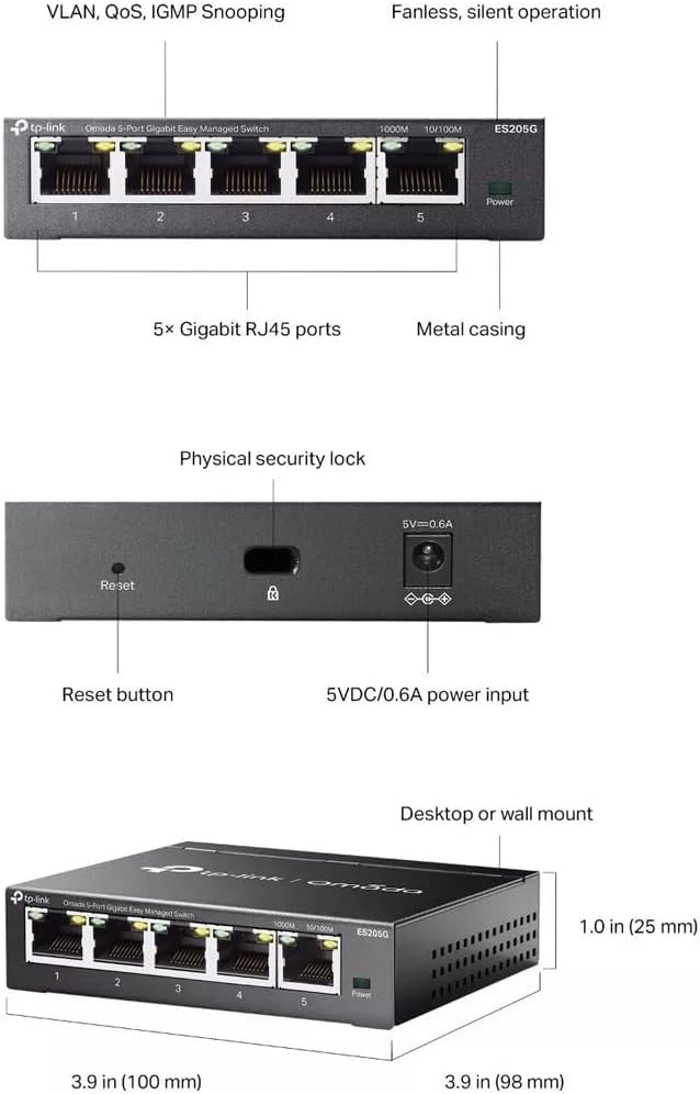 TP-Link ES205G Omada 5-Port Gigabit Easy Managed Switch with Centralised Cloud Management