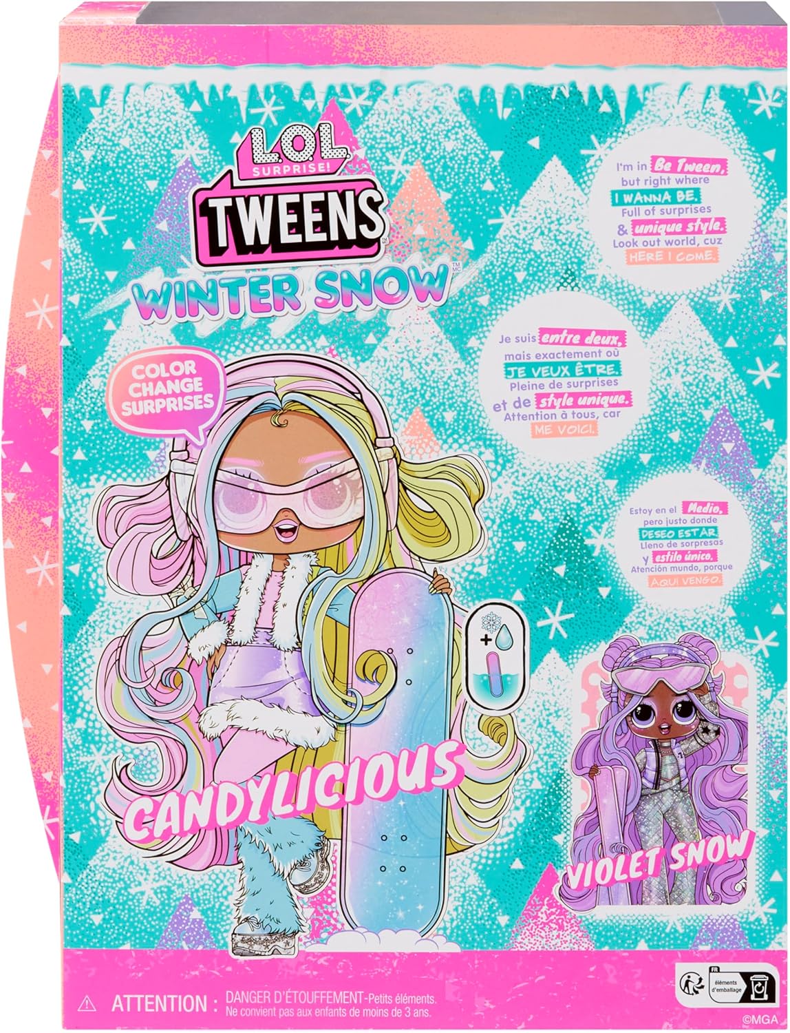 L.O.L. Surprise! Tweens Winter Snow Fashion Doll - Candilicious with Colour-Changing Snowboard and 10+ Frosty Parts and Accessories, Gift for Children from 4 Years