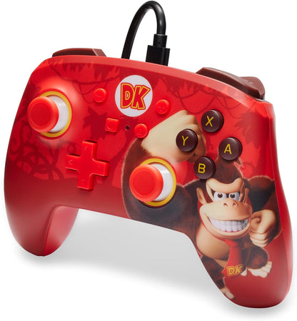 PowerA Enhanced Wired Controller for Nintendo Switch and Oled Model, Advance Gaming Buttons, 3.5mm Stereo Jack and Anti-Friction Rings, Official: Donkey Kong Flex