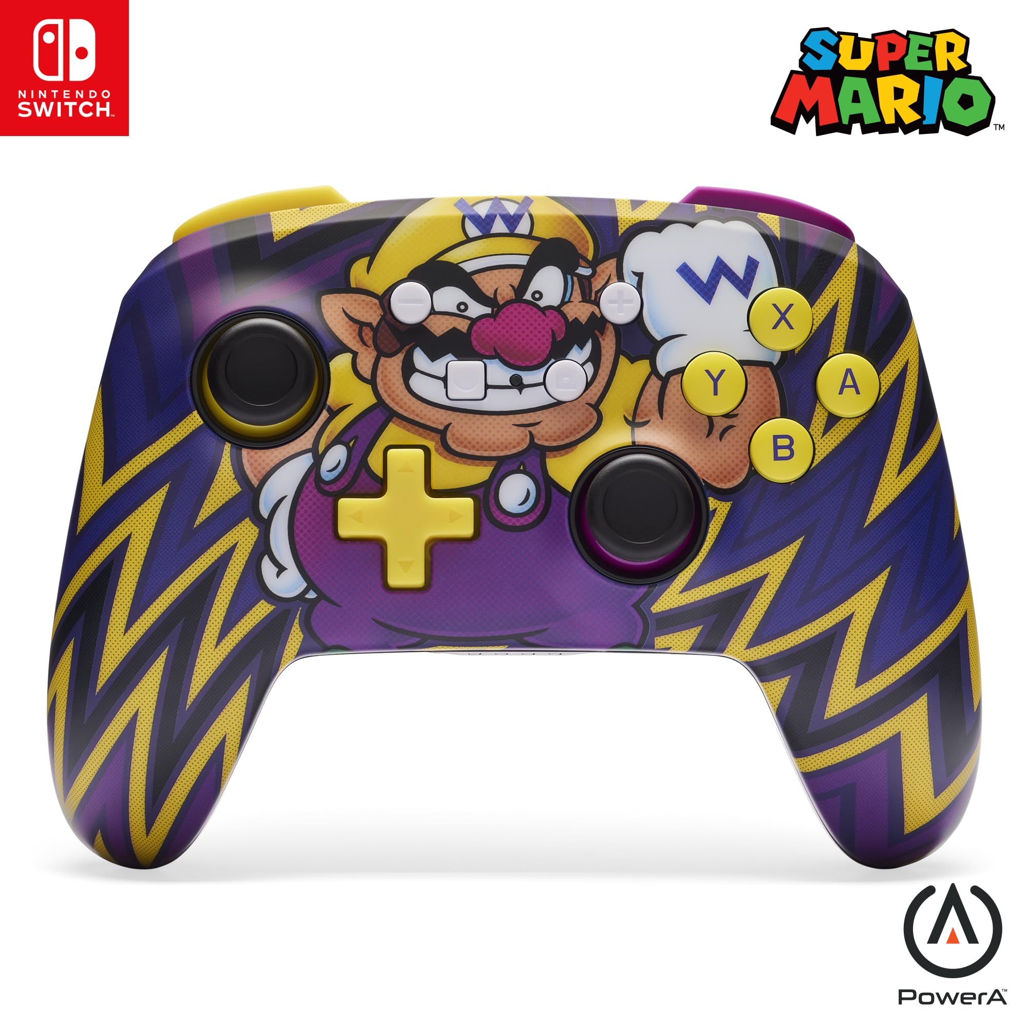 PowerA Enhanced Wireless Controller for Nintendo Switch, Switch Lite & OLED Model, Rechargeable Bluetooth Gamepad with up to 30 Hours of Play Time, Official: Mario, Wario