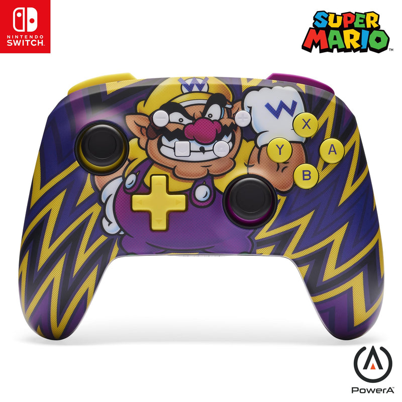 PowerA Enhanced Wireless Controller for Nintendo Switch, Switch Lite & OLED Model, Rechargeable Bluetooth Gamepad with up to 30 Hours of Play Time, Official: Mario, Wario
