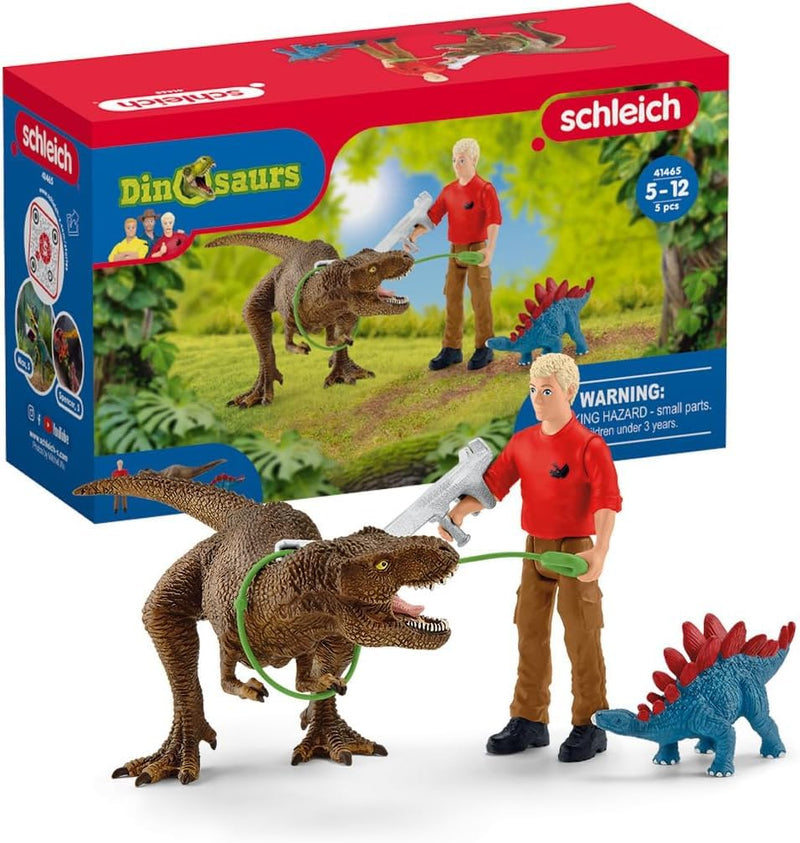 schleich 41465 Tyrannosaurus Rex Angriff, für Kinder ab 5-12 Jahren, DINOSAURS - Spielset