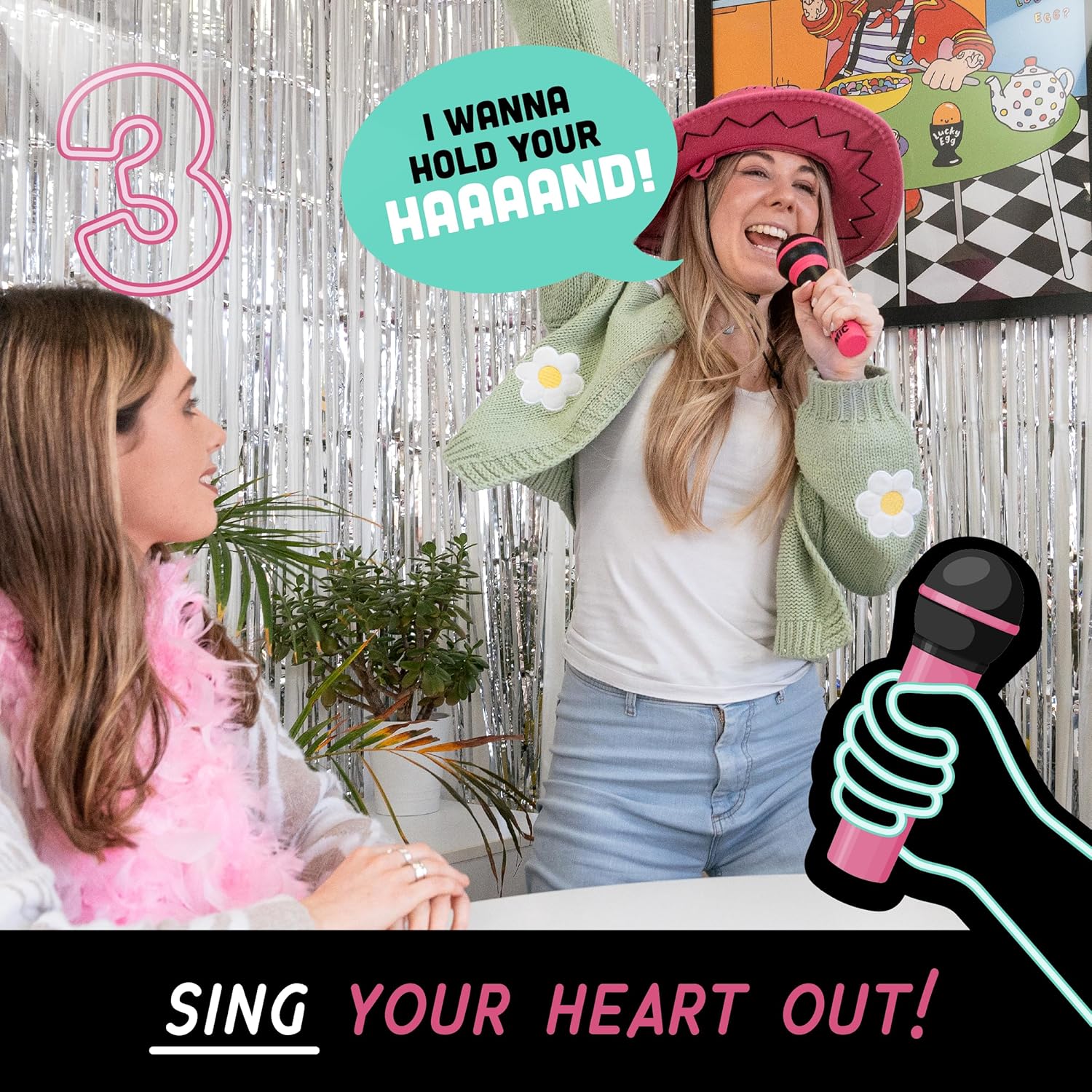 Lucky Egg Grab The Mic - The Family Karaoke Game 8+ Year Olds, 2-10 Players - Board Game For Bad Singers - 250 Lyric Cards for Fun Hilarious Games Night, Birthday Party, Kids Gift
