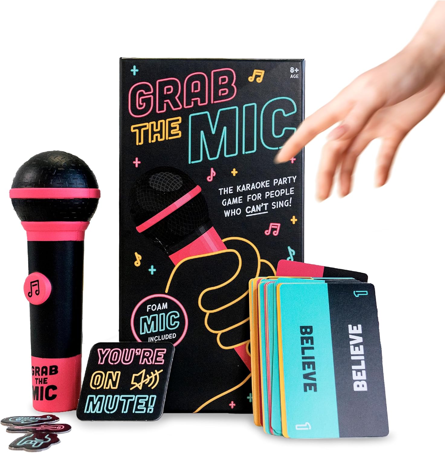 Lucky Egg Grab The Mic - The Family Karaoke Game 8+ Year Olds, 2-10 Players - Board Game For Bad Singers - 250 Lyric Cards for Fun Hilarious Games Night, Birthday Party, Kids Gift