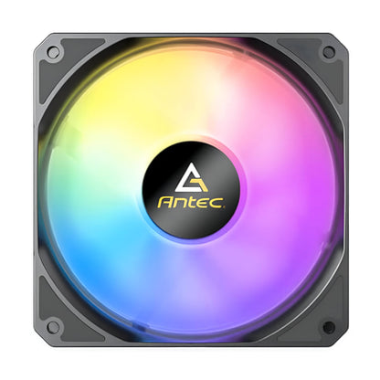 Antec P12 PWM ARGB, RGB indirizzabile, controllo PWM, ventole case 120 mm x 25 mm, alte prestazioni, forte flusso d'aria, 60,63 CFM, 4 pin PWM e connettore ARGB a 3 pin, cuscinetti antivibrazione