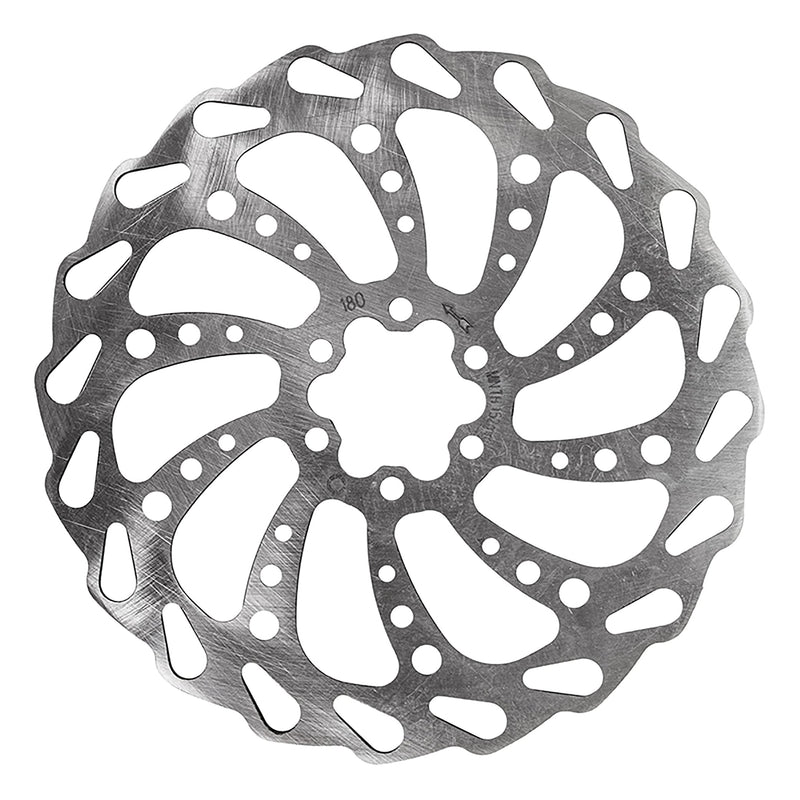 Clarks 180mm Rotor. Single Piece Wavy Bike Rotor. 6 Bolt. Stainless Steel.