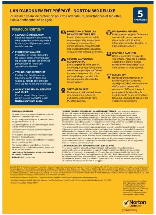 Symantec NORTON 360 DLX5 SOFTWARE (5pc