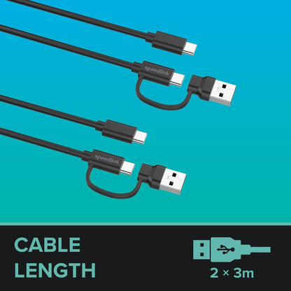 `Speedlink - Stream Play & Charge Usb-C/A To Usb-C Cable Set, Black`