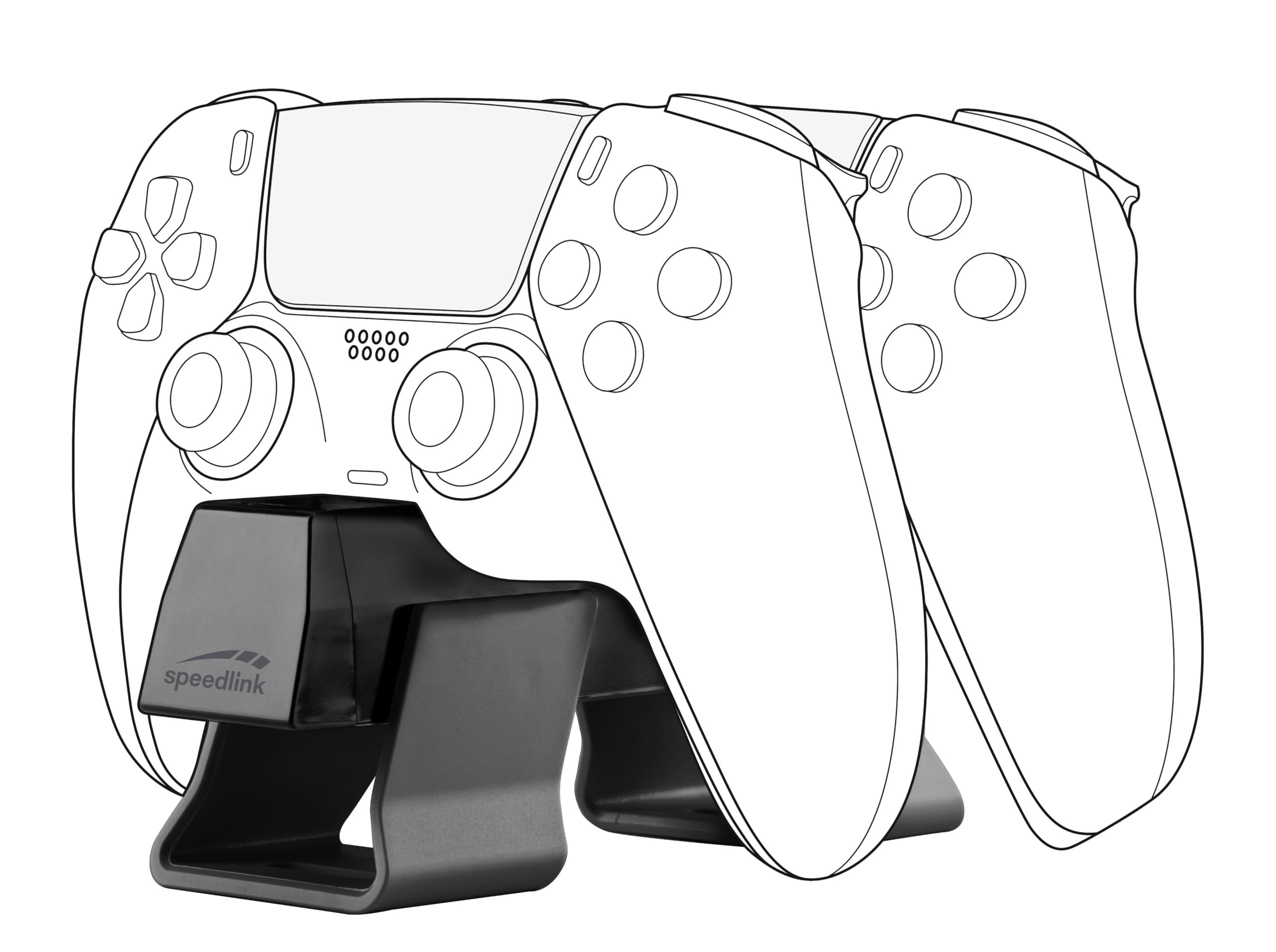 Speedlink TWINDOCK USB-oplader - PS5 oplaadstation voor controllers, maximaal twee originele PS5 controllers Oplader tegelijk, snellaadfunctie, compatibel met DualSense en DualSense Edge, zwart