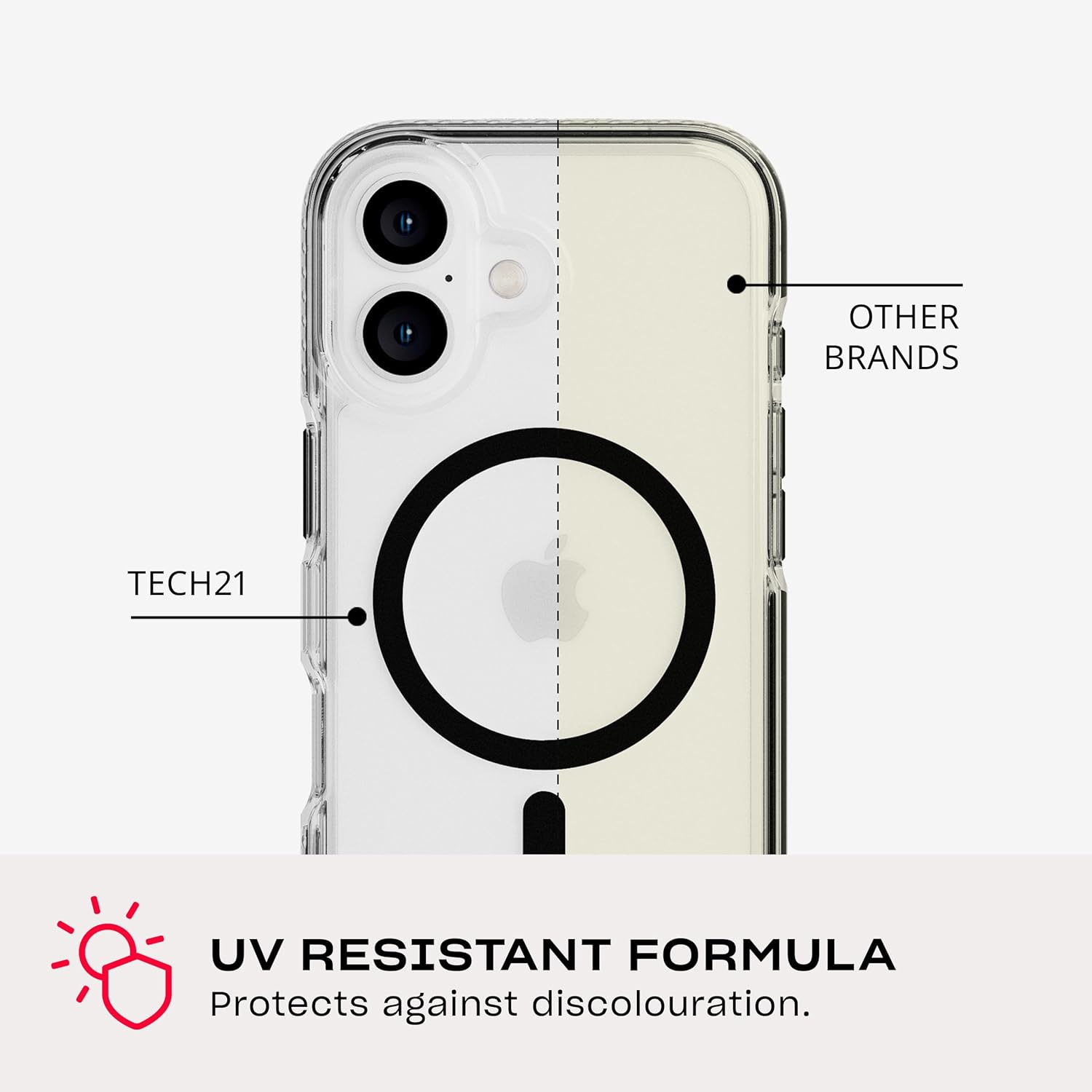 Tech21 EvoCrystal voor iPhone 16 compatibel met MagSafe - Impact Protection Case 15x Militaire Standaard Getest - in Zwart