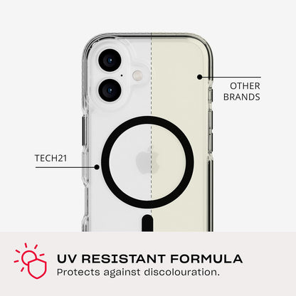Tech21 EvoCrystal voor iPhone 16 compatibel met MagSafe - Impact Protection Case 15x Militaire Standaard Getest - in Zwart