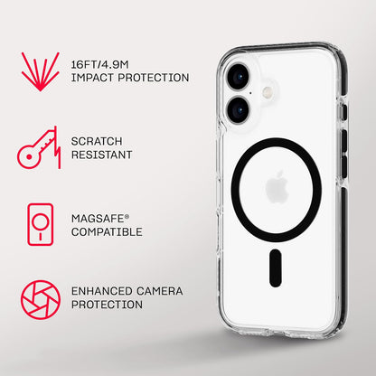 Tech21 EvoCrystal voor iPhone 16 compatibel met MagSafe - Impact Protection Case 15x Militaire Standaard Getest - in Zwart