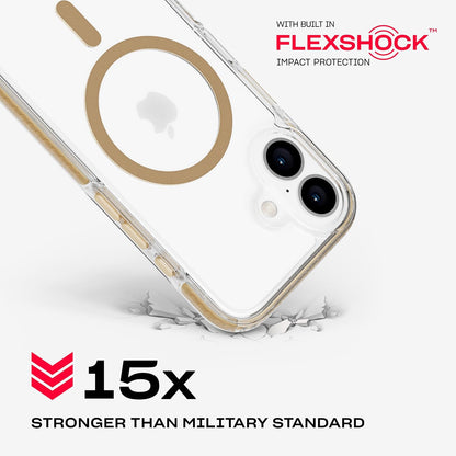 Tech21 EvoCrystal voor iPhone 16 compatibel met MagSafe - Impact Protection Case 15x Militaire Standaard Getest - in Goud