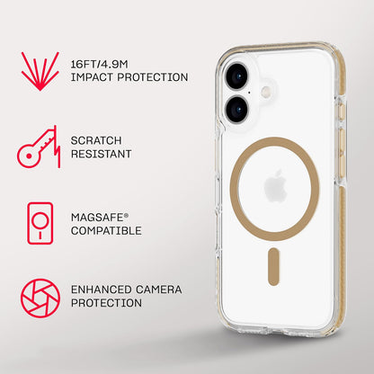 Tech21 EvoCrystal voor iPhone 16 compatibel met MagSafe - Impact Protection Case 15x Militaire Standaard Getest - in Goud