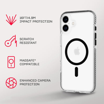 Tech21 EvoCrystal voor iPhone 16 Plus compatibel met MagSafe - Impact Protection Case 15x Militaire Standaard Getest - in Zwart