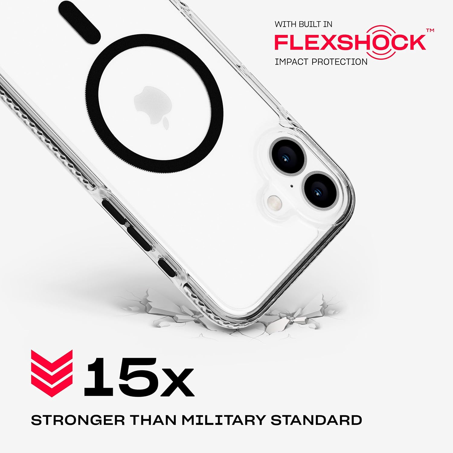 Tech21 EvoCrystal voor iPhone 16 Plus compatibel met MagSafe - Impact Protection Case 15x Militaire Standaard Getest - in Zwart