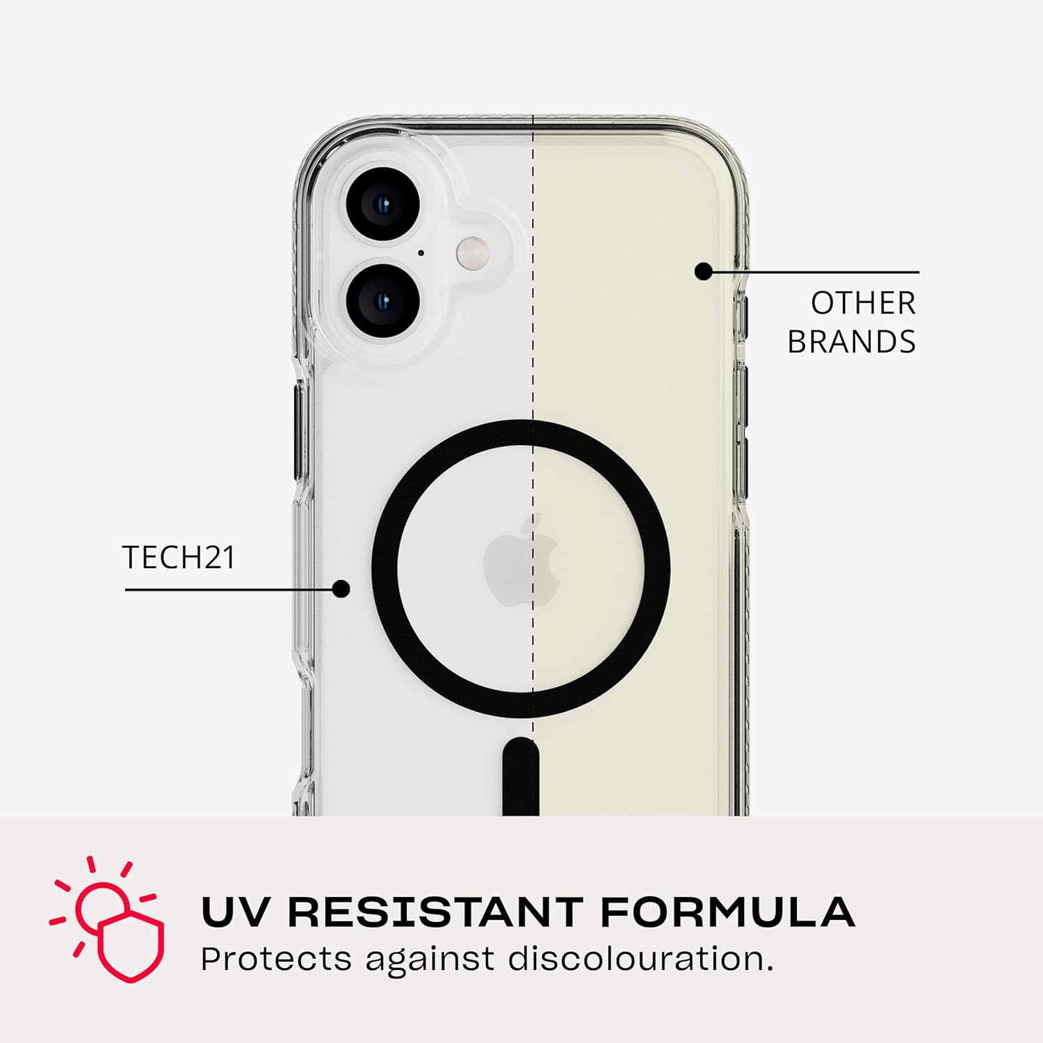 Tech21 EvoCrystal voor iPhone 16 Plus compatibel met MagSafe - Impact Protection Case 15x Militaire Standaard Getest - in Zwart