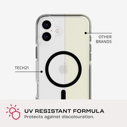 Tech21 EvoCrystal voor iPhone 16 Plus compatibel met MagSafe - Impact Protection Case 15x Militaire Standaard Getest - in Zwart