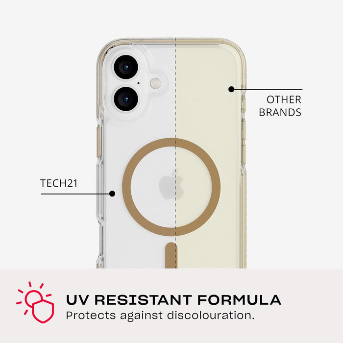 Tech21 EvoCrystal voor iPhone 16 Plus compatibel met MagSafe - Impact Protection Case 15x Militaire Standaard Getest - in Goud