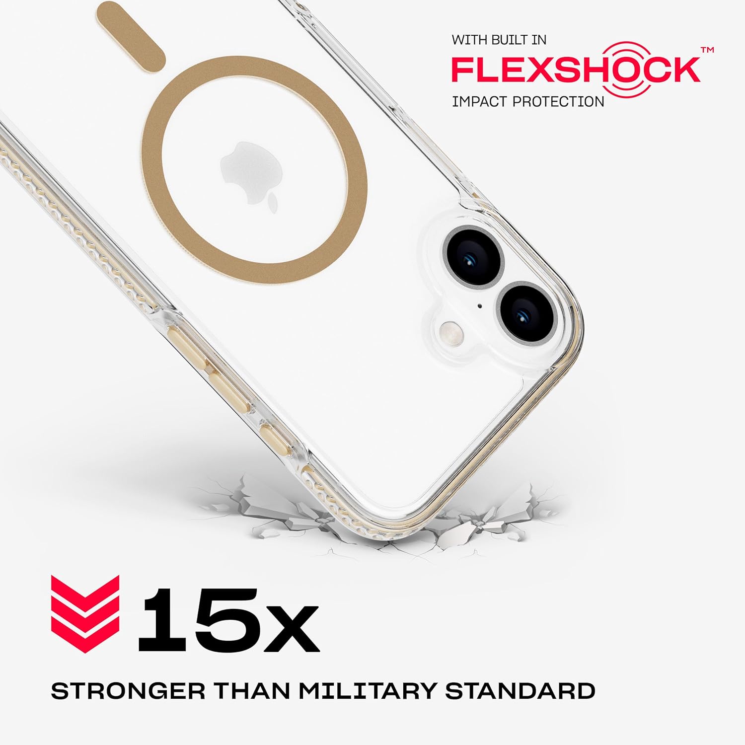 Tech21 EvoCrystal voor iPhone 16 Plus compatibel met MagSafe - Impact Protection Case 15x Militaire Standaard Getest - in Goud
