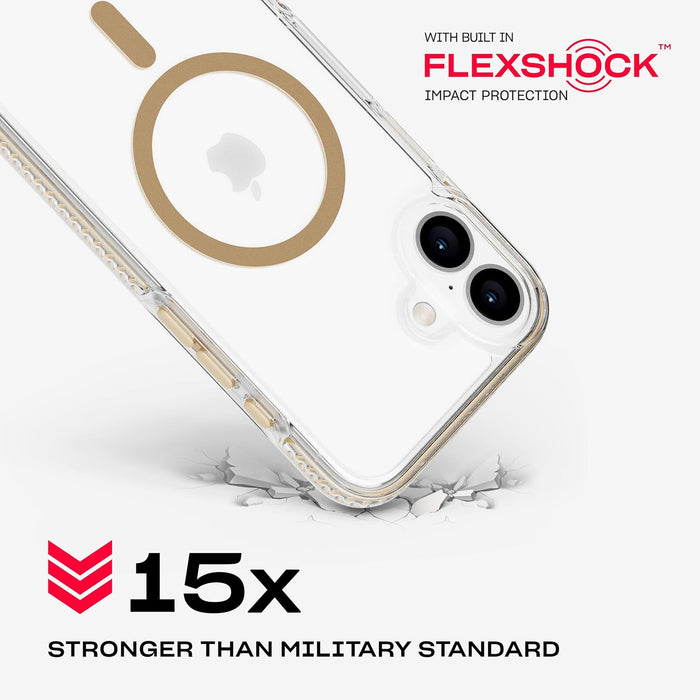 Tech21 EvoCrystal voor iPhone 16 Plus compatibel met MagSafe - Impact Protection Case 15x Militaire Standaard Getest - in Goud