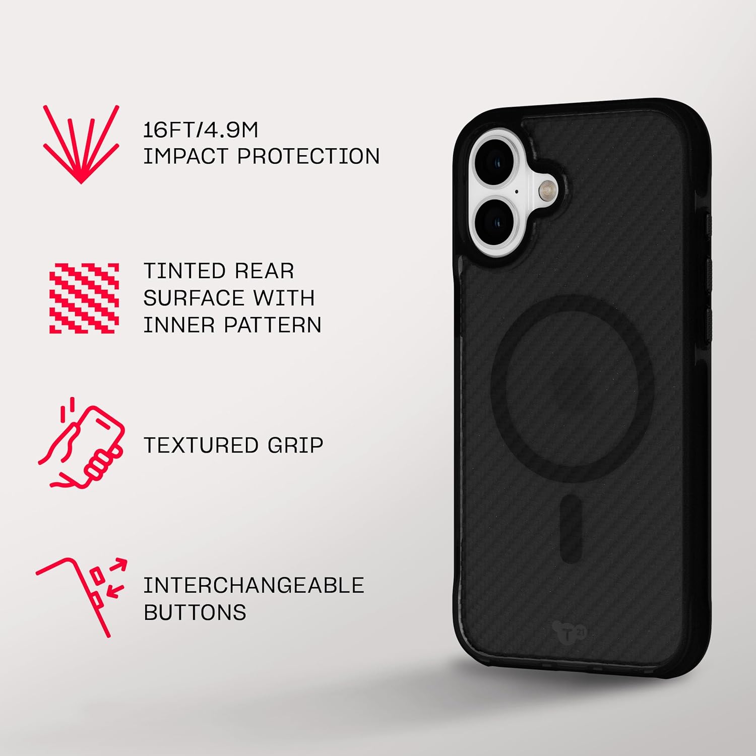 Tech21 EvoArmor voor iPhone 16 Plus Compatibel met MagSafe - Impact Protection Case 21x Militaire Standaard Getest in