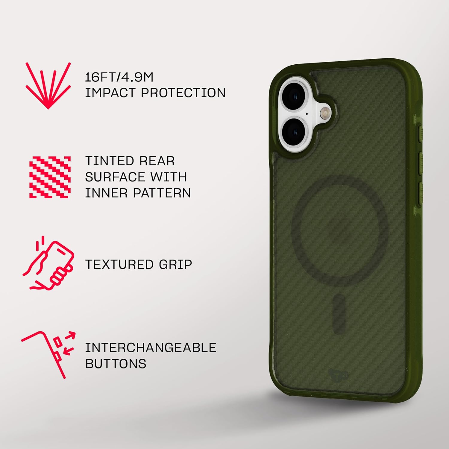 Tech21 EvoArmor voor iPhone 16 Plus Compatibel met MagSafe - Impact Protection Case 21x Militaire Standaard Getest in