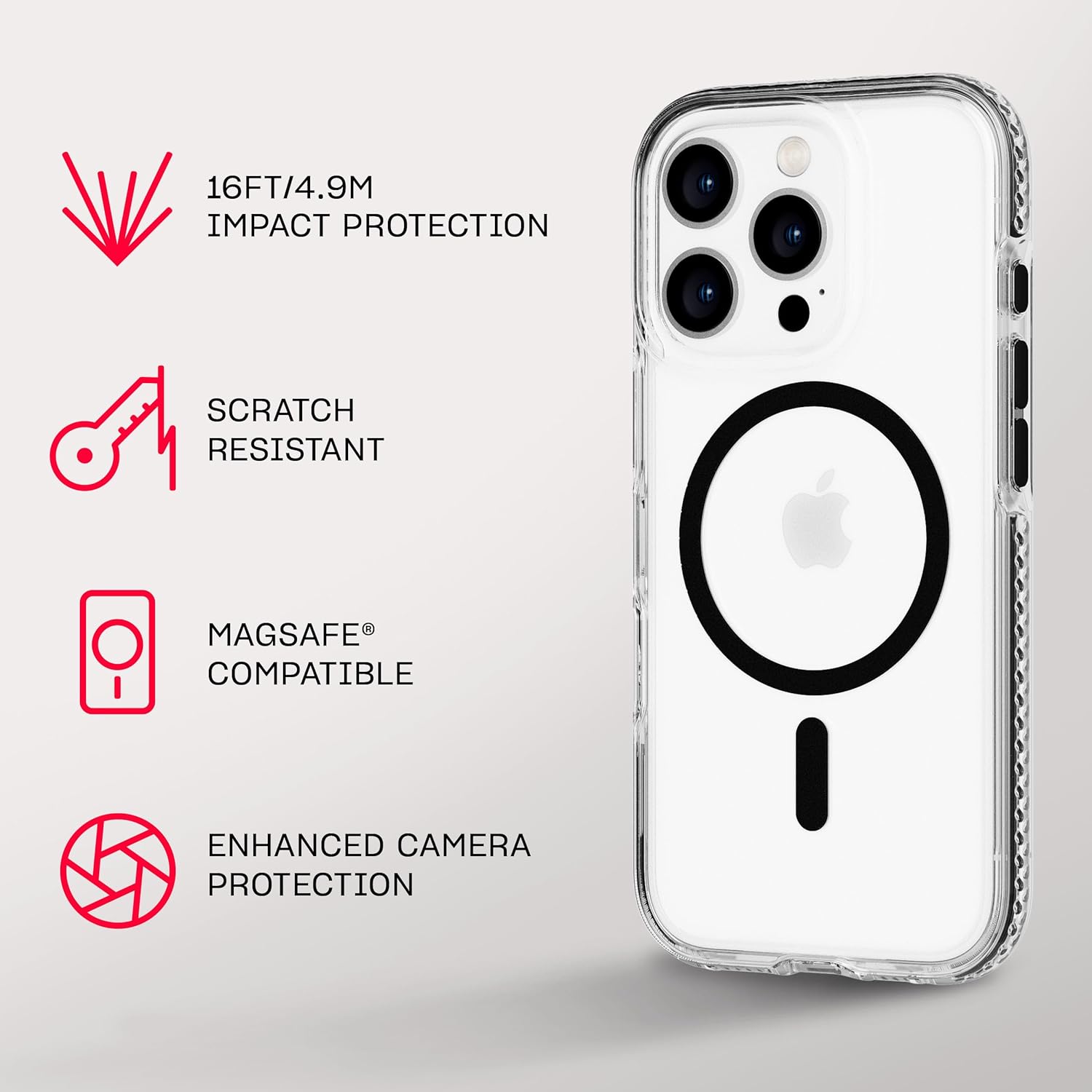 Tech21 EvoCrystal voor iPhone 16 Pro, compatibel met MagSafe, 15 stuks, militaire standaard getest, zwart