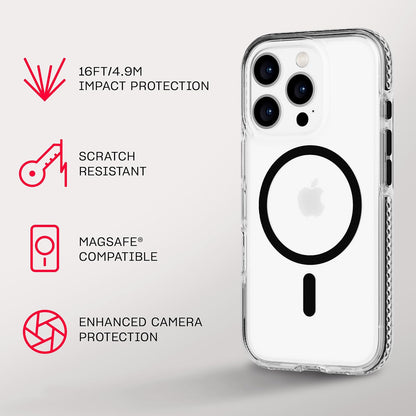 Tech21 EvoCrystal voor iPhone 16 Pro, compatibel met MagSafe, 15 stuks, militaire standaard getest, zwart