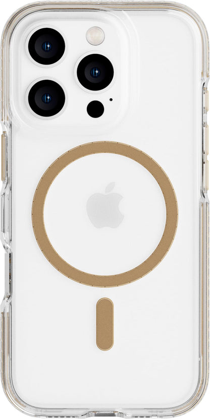 Tech21 EvoCrystal voor iPhone 16 Pro, compatibel met MagSafe, 15 stuks, militaire standaard getest, in goud