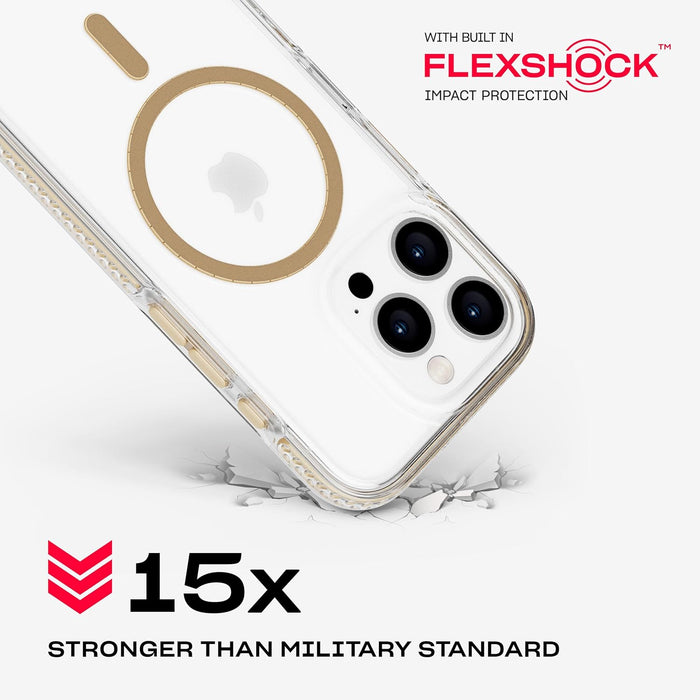 Tech21 EvoCrystal voor iPhone 16 Pro, compatibel met MagSafe, 15 stuks, militaire standaard getest, in goud