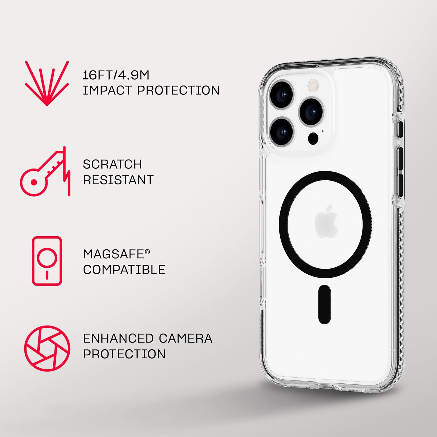 Tech21 EvoCrystal voor iPhone 16 Pro Max Compatibel met MagSafe - Impact Protection Case 15x Militaire Standaard Getest - in Zwart