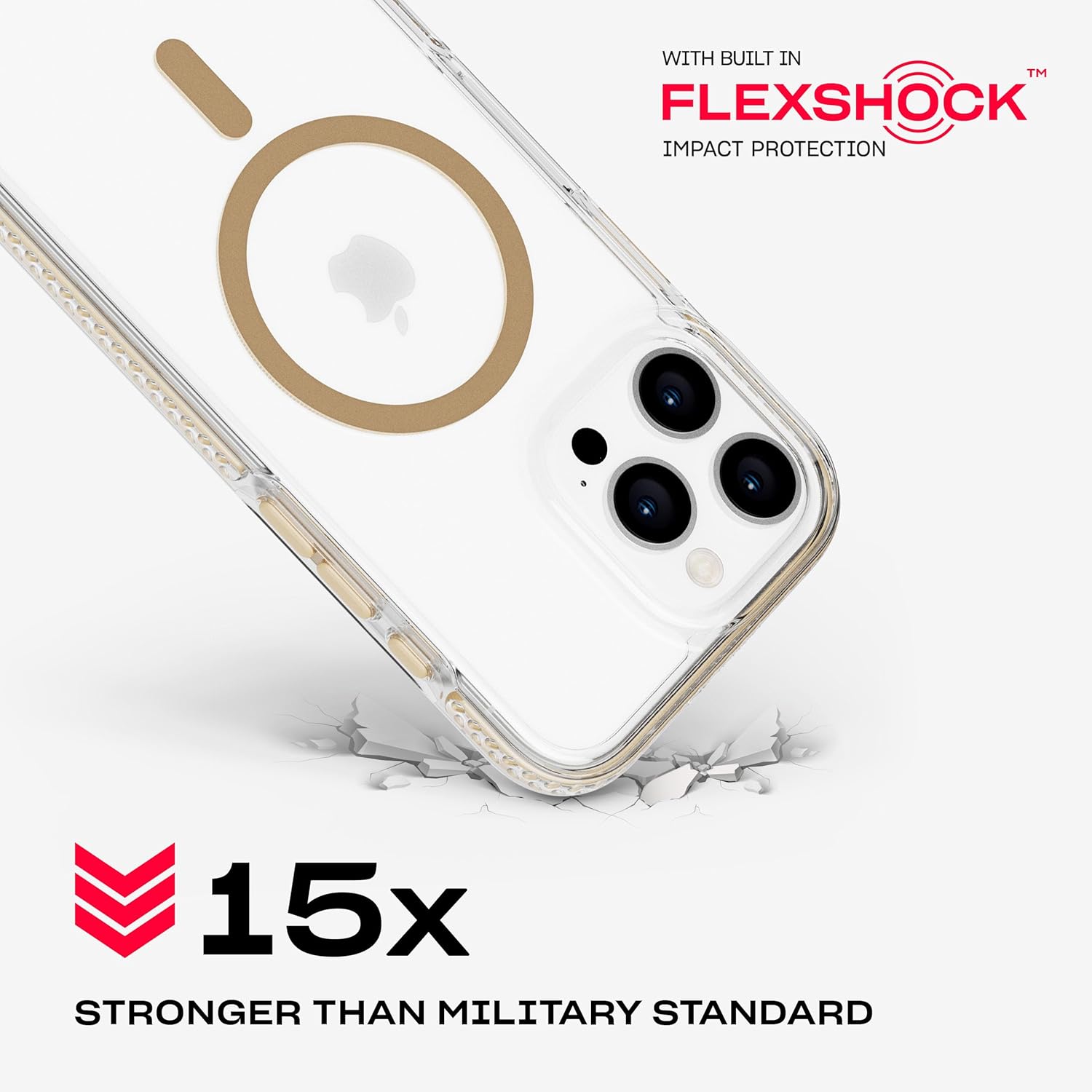 Tech21 EvoCrystal voor iPhone 16 Pro Max Compatibel met MagSafe - Impact Protection Case 15x Militaire Standaard Getest - in Goud