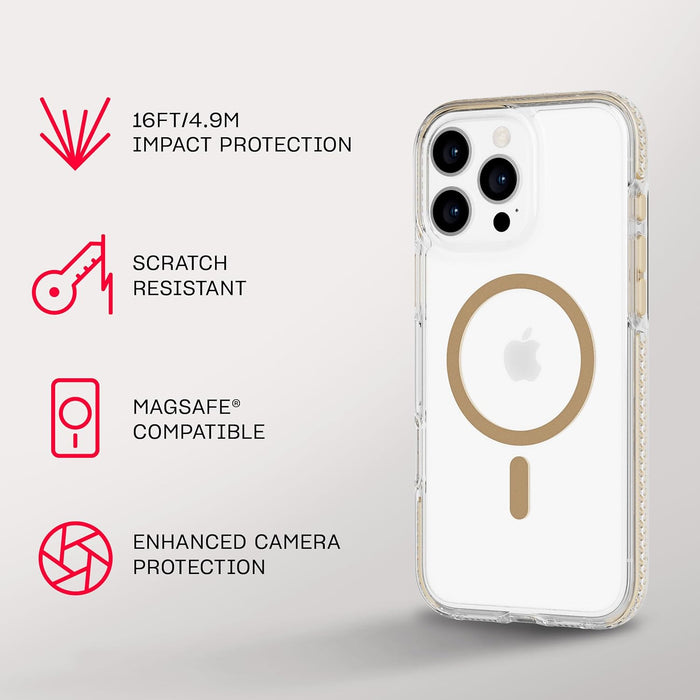 Tech21 EvoCrystal voor iPhone 16 Pro Max Compatibel met MagSafe - Impact Protection Case 15x Militaire Standaard Getest - in Goud