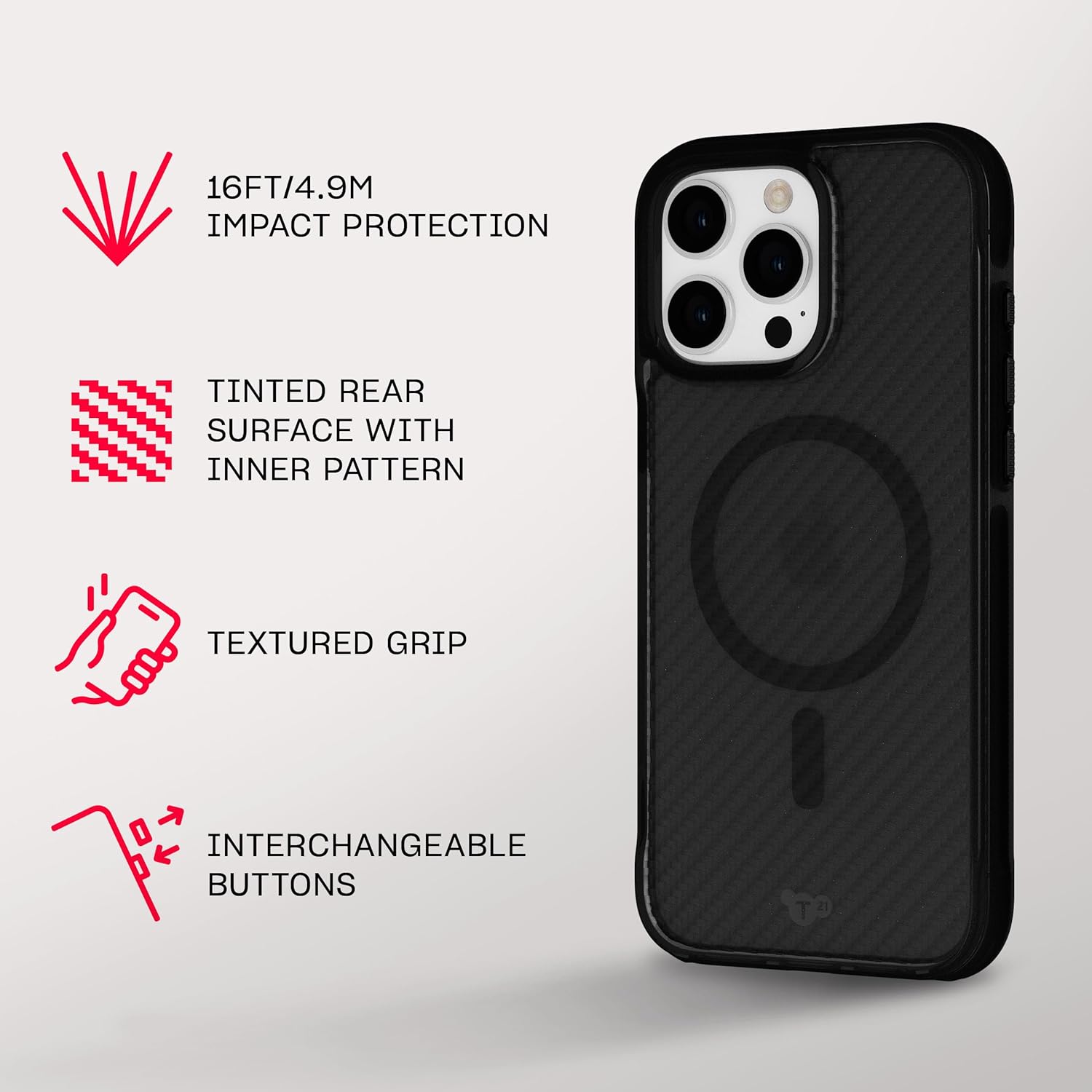 Tech21 EvoArmor voor iPhone 16 Pro Max Compatibel met MagSafe - Impact Protection Case 21x Militaire Standaard Getest in Zwart
