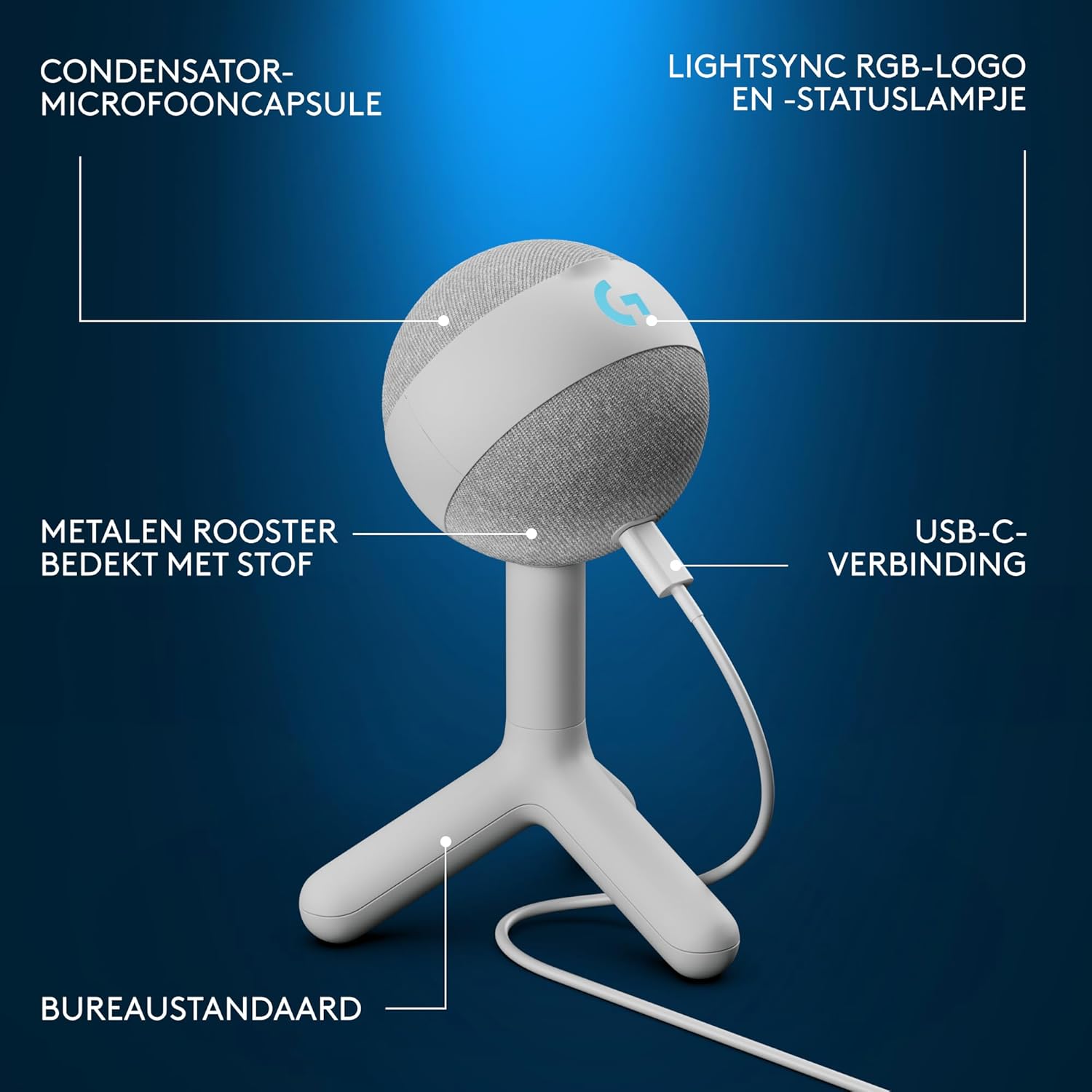 Logitech G Yeti Orb Microfono a Condensatore RGB per Gaming con LIGHTSYNC, Microfono USB per Streaming, Cardioide, Plug and Play USB per PC/Mac