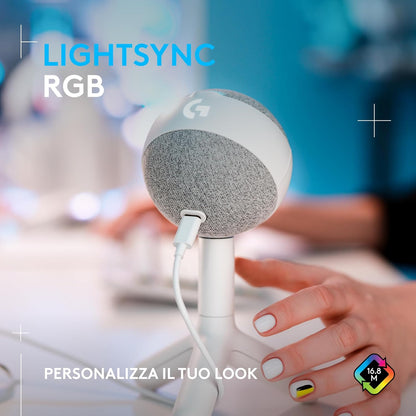 Logitech G Yeti Orb Microfono a Condensatore RGB per Gaming con LIGHTSYNC, Microfono USB per Streaming, Cardioide, Plug and Play USB per PC/Mac