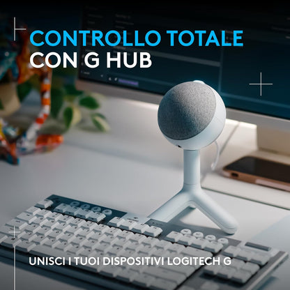 Logitech G Yeti Orb Microfono a Condensatore RGB per Gaming con LIGHTSYNC, Microfono USB per Streaming, Cardioide, Plug and Play USB per PC/Mac
