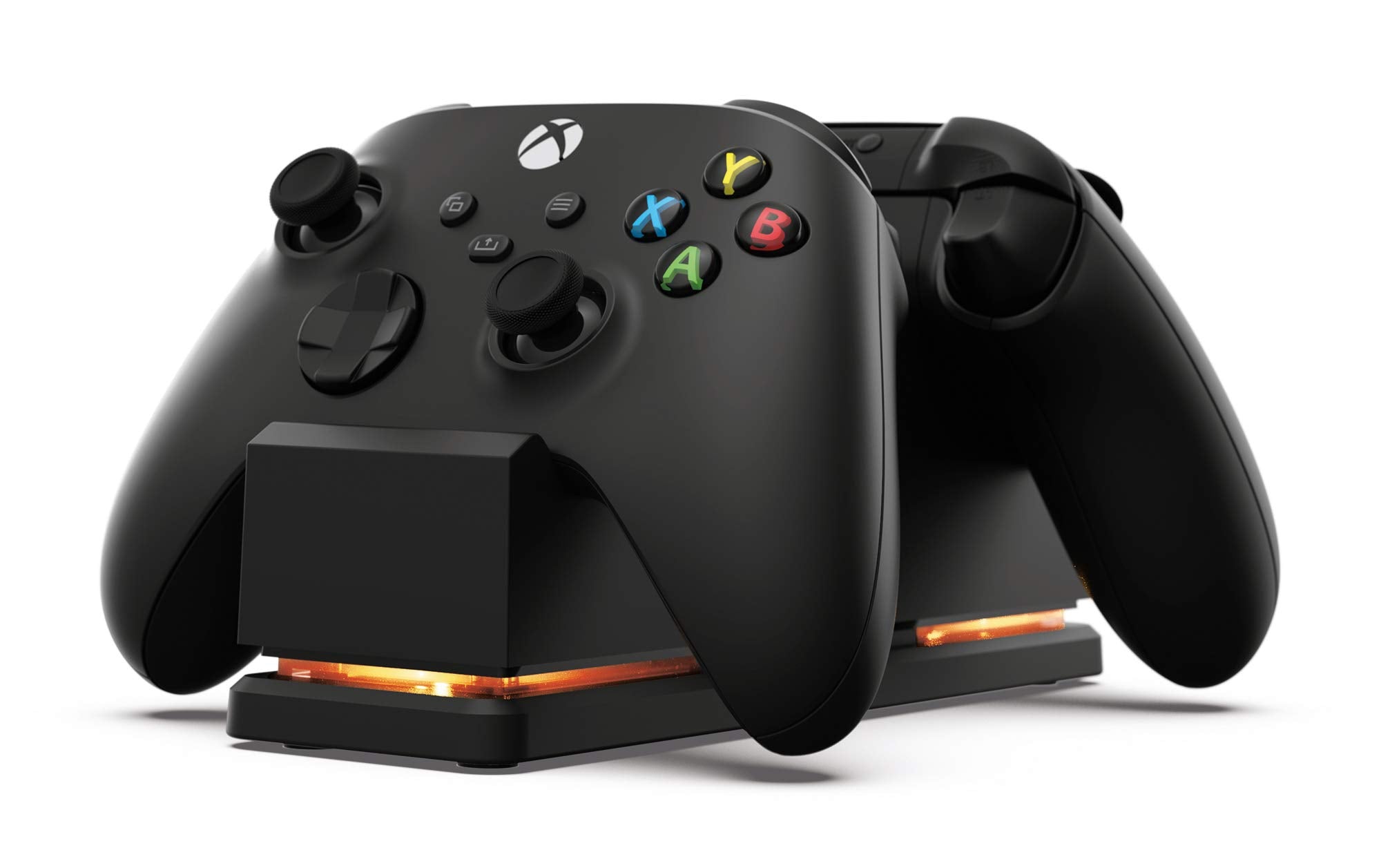 PowerA Dual Charging Station for Xbox X|S and Xbox One Wireless Controllers, 1 x Dual Controller Dock for Snap-Down Charging with LED colour Changing Indicator, 2 x Rechargeable Battery Packs - Black