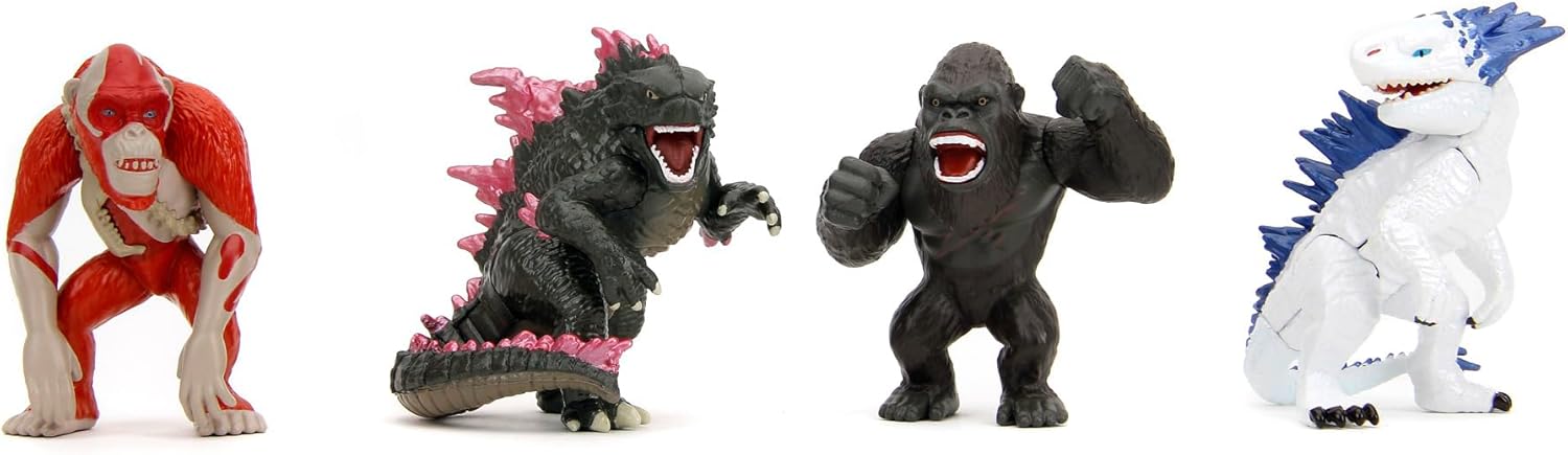 Jada Godzilla Metal Wave 1 Pop Culture Collectible Figures 4 pack - Godzilla King Kong Shimo Skar - For Fans & Collectors Aged 8+ 6.5cm Each