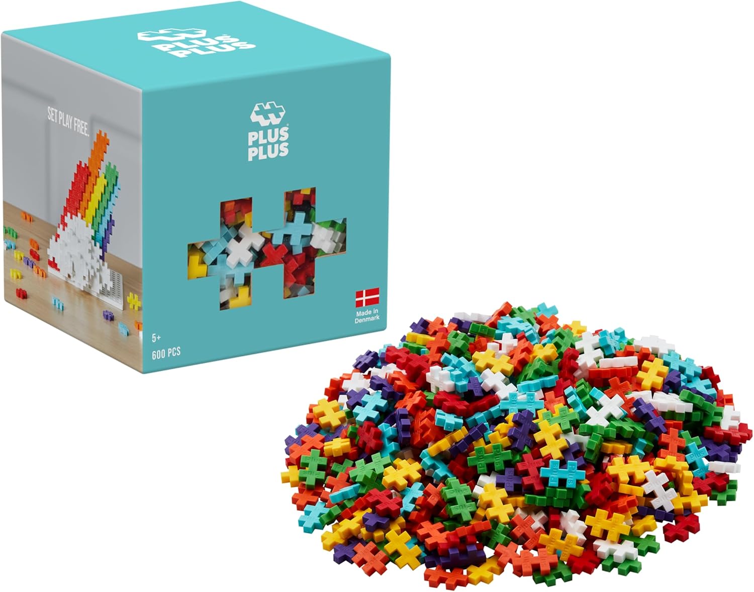 Plus-Plus 3976 Geniales Konstruktionsspielzeug, Regenbogen, Kreativ-Bausteine, Bausteineset für Kinder, 600 Teile