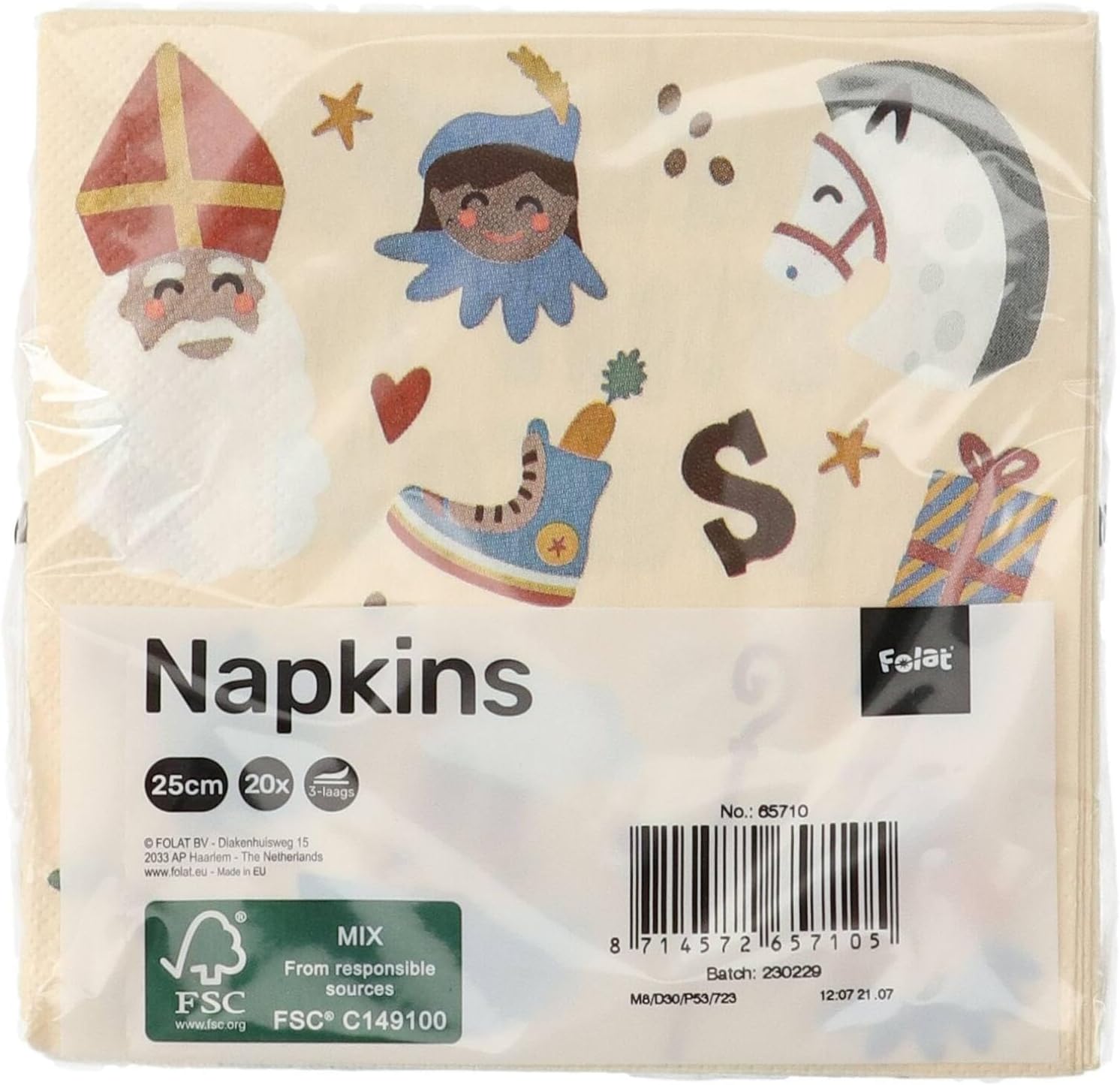 Folat Tovaglioli 'Welkom Pieten' -Sint en Pieten-12,5 x 12,5 cm-20 pezzi-San Nicola Decorazione bambini, Multicolore, 65710